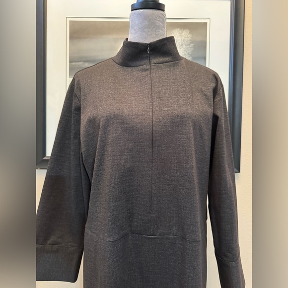 $475 Kal Rieman Charcoal Gray Shirt Dress Size Large Lagenlook Minimalist EUC - Picture 3 of 12